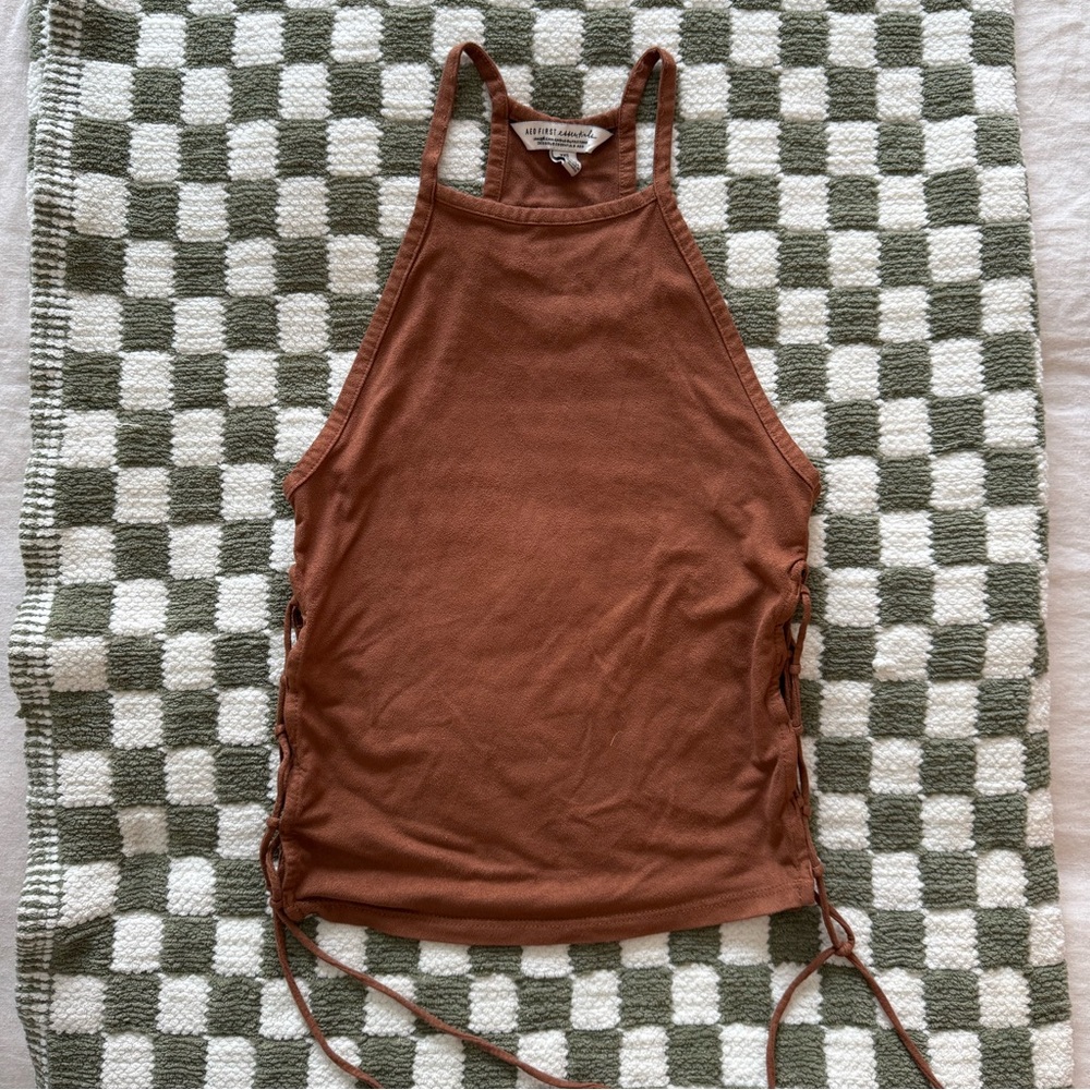 AEO First Essentials American Eagle Brown Tank Top with side tie